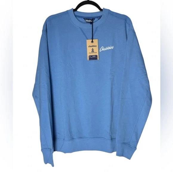 Chubbies Soft Terry Pullover Crewneck Sweatshirt Mens Medium Palm Tree Blue NWT - Picture 1 of 7